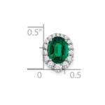 14K White Gold Lab Grown VS/SI FGH Dia and Created Emerald Halo Chain Slide - Image 3