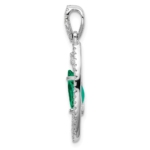 14K White Gold Lab Grown VS/SI FGH Dia and Created Emerald Chain Slide - Image 2