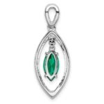14K White Gold Lab Grown VS/SI FGH Dia and Created Emerald Chain Slide - Image 3
