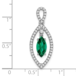 14K White Gold Lab Grown VS/SI FGH Dia and Created Emerald Chain Slide - Image 4