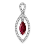 14K White Gold Lab Grown VS/SI FGH Dia and Created Ruby Chain Slide