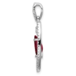 14K White Gold Lab Grown VS/SI FGH Dia and Created Ruby Chain Slide - Image 2