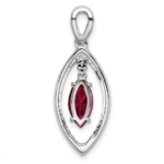 14K White Gold Lab Grown VS/SI FGH Dia and Created Ruby Chain Slide - Image 3