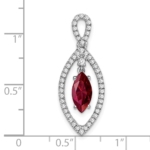 14K White Gold Lab Grown VS/SI FGH Dia and Created Ruby Chain Slide - Image 4
