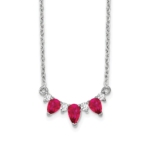 14K White Gold Lab Grown VS/SI FGH Dia and Created Ruby 18 inch Necklace