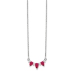 14K White Gold Lab Grown VS/SI FGH Dia and Created Ruby 18 inch Necklace - Image 2
