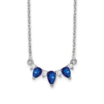 14K White Gold Lab Grown VS/SI FGH Dia and Cr Blue Sapphire 18 inch Necklac