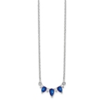 14K White Gold Lab Grown VS/SI FGH Dia and Cr Blue Sapphire 18 inch Necklac - Image 2