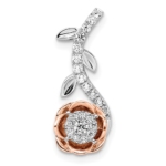 14k Two-Tone White & Rose Gold Lab Grown VS/SI FGH Dia Rose Chain Slide