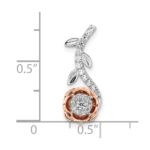 14k Two-Tone White & Rose Gold Lab Grown VS/SI FGH Dia Rose Chain Slide - Image 4