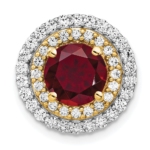14K Two-Tone Lab Grown VS/SI FGH Dia & Created Ruby Pendant