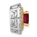 14K Two-Tone Lab Grown VS/SI FGH Dia & Created Ruby Pendant - Image 2