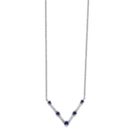 14K White Gold Lab Grown VS/SI FGH Dia & Created Blue Sapphire Necklace - Image 2