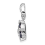14K White Gold Lab Grown Diamond VS/SI FGH & Cr Sapphire Pendant - Image 2