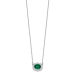 14K White Gold Lab Grown Dia. VS/SI FGH Lab Created Emerald Necklace - Image 2