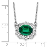 14K White Gold Lab Grown Dia. VS/SI FGH Lab Created Emerald Necklace - Image 4
