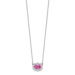 14K White Gold Lab Grown Dia. VS/SI FGH Lab Cr Pink Sapphire Necklac - Image 2
