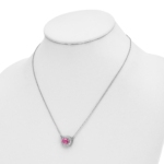 14K White Gold Lab Grown Dia. VS/SI FGH Lab Cr Pink Sapphire Necklac - Image 3