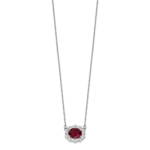 14K White Gold Lab Grown Dia. VS/SI FGH Lab Created Ruby Necklace - Image 2