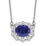 14K White Gold Lab Grown Dia. VS/SI FGH Lab Created Sapphire Necklac