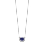 14K White Gold Lab Grown Dia. VS/SI FGH Lab Created Sapphire Necklac - Image 2