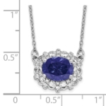 14K White Gold Lab Grown Dia. VS/SI FGH Lab Created Sapphire Necklac - Image 4