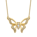 14K Lab Grown Diamond VS/SI FGH Large Butterfly Necklace