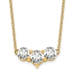 14K Yellow Gold Lab Grown Diamond VS/SI FGH 3 Stone Complete Necklac