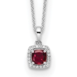 10K White Gold Lab Grown VS/SI FGH Dia and Created Ruby Pendant Necklace