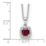 10K White Gold Lab Grown VS/SI FGH Dia and Created Ruby Pendant Necklace - Image 3