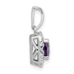 14K White Gold Lab Grown VS/SI FGH Dia and Amethyst Halo Pendant - Image 2