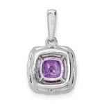 14K White Gold Lab Grown VS/SI FGH Dia and Amethyst Halo Pendant - Image 3