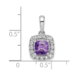 14K White Gold Lab Grown VS/SI FGH Dia and Amethyst Halo Pendant - Image 4