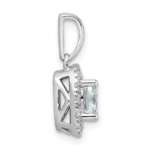 14K White Gold Lab Grown VS/SI FGH Dia and Aquamarine Halo Pendant - Image 2