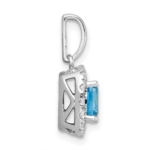 14K White Gold Lab Grown VS/SI FGH Dia and Blue Topaz Halo Pendant - Image 2