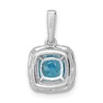 14K White Gold Lab Grown VS/SI FGH Dia and Blue Topaz Halo Pendant - Image 3