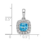 14K White Gold Lab Grown VS/SI FGH Dia and Blue Topaz Halo Pendant - Image 4