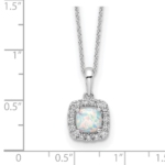 10K White Gold Lab Grown VS/SI FGH Dia and Created Opal Pendant Necklace - Image 3