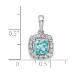 14K White Gold Lab Grown VS/SI FGH Dia and Cr Paraiba Halo Pendant - Image 2