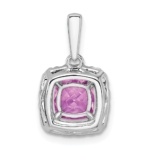 14K White Gold Lab Grown VS/SI FGH Dia and Created Pink Sapphire Halo Penda - Image 3