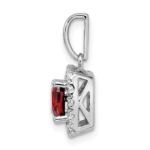 14K White Gold Lab Grown VS/SI FGH Dia and Garnet Halo Pendant - Image 2