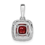 14K White Gold Lab Grown VS/SI FGH Dia and Garnet Halo Pendant - Image 3