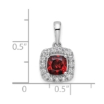 14K White Gold Lab Grown VS/SI FGH Dia and Garnet Halo Pendant - Image 4