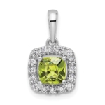 14K White Gold Lab Grown VS/SI FGH Dia and Peridot Halo Pendant