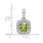 14K White Gold Lab Grown VS/SI FGH Dia and Peridot Halo Pendant - Image 4