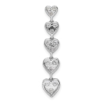 14K White Gold Lab Grown Dia VS/SI FGH 5 Heart Chain Slide Pendant - Image 3