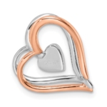 14K Two-Tone Lab Grown Diamond VS/SI FGH Double Frame Heart Pendant - Image 3