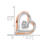 14K Two-Tone Lab Grown Diamond VS/SI FGH Double Frame Heart Pendant - Image 4
