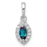 14K White Gold Lab Grown VS/SI FGH Dia and Created Alexandrite Pendant