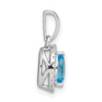14K White Gold Lab Grown VS/SI FGH Dia and Blue Topaz Pendant - Image 2